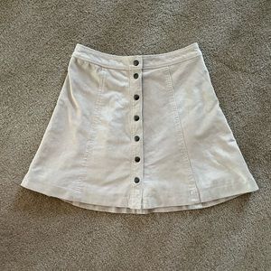 Beige Faux Suede Abercrombie & Fitch Button Up Skirt